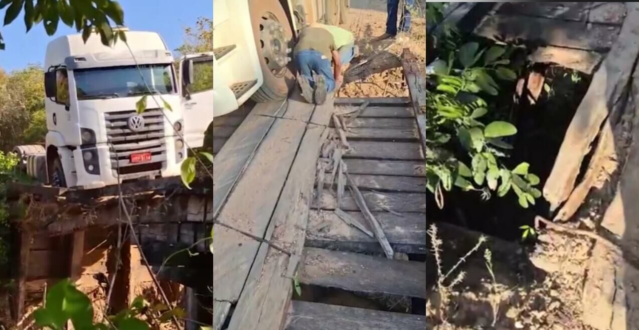 Imagem de compartilhamento para o artigo Caminhão atola em ponte de madeira e produtores denunciam falta de manutenção em Camapuã da MS Todo dia